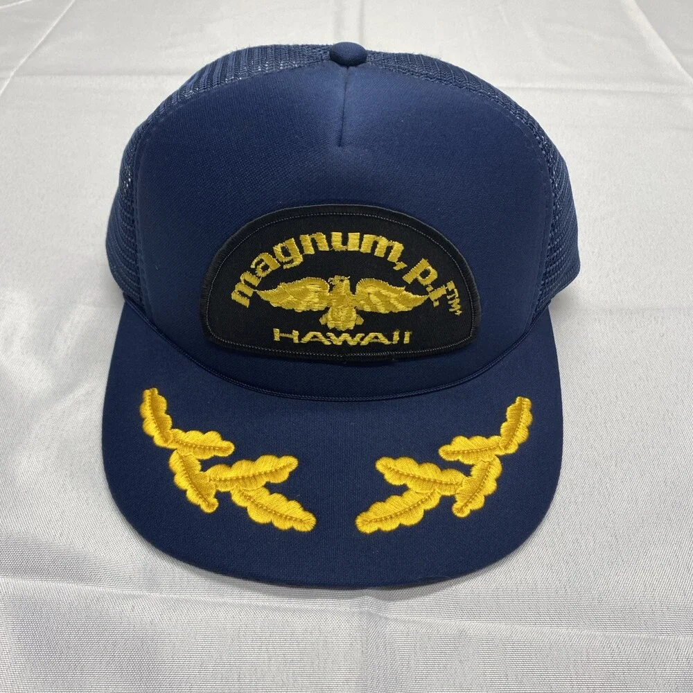 Vintage Magnum P.I. Hawaii Blue Trucker Snapback Hat Cap
